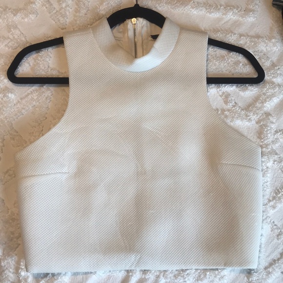White mesh zip back crop too with cutouts - Picture 1 of 2